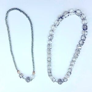 Park Lane Two—way Foursquare Necklace in Smokey Grey